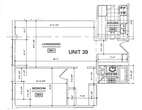 Floor plan for 1 bed, 1 bath, 800 sqft